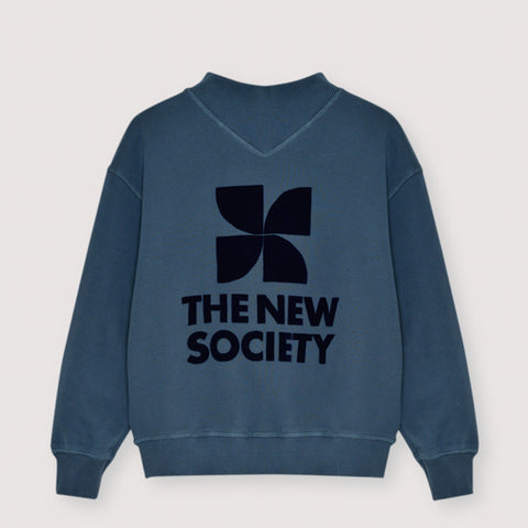 The New Society TNS Logo Rib Collar Sweatshirt Void Blue