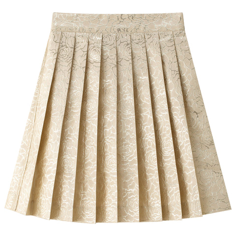 Coco Blanc Pleated Skirt Gold Pleated