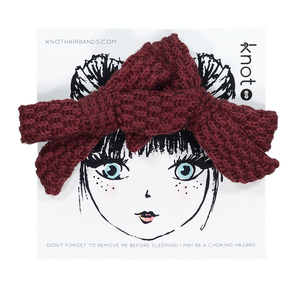 Knot Hairbands Knitted Mini Bow Set // Wine