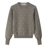 Coco Blanc Crew Sweater with Dots Cream