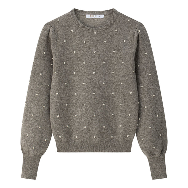 Coco Blanc Crew Sweater with Dots Cream