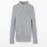 Popelin Grey Melange Funnel Collar Ribbed Jersey