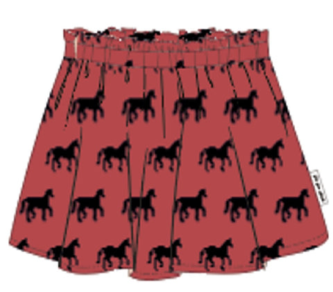 Piupiuchick Short Skirt | Ecru W/ Black Horses Old Pink