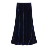 Coco Blanc Velvet Slip Skirt Navy