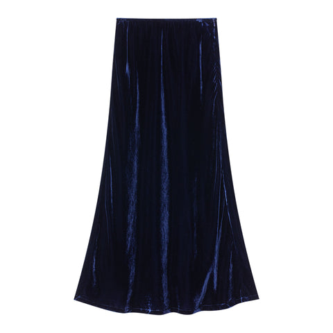 Coco Blanc Velvet Slip Skirt Navy