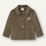 Popelin Green Velvet Coat With Lapel