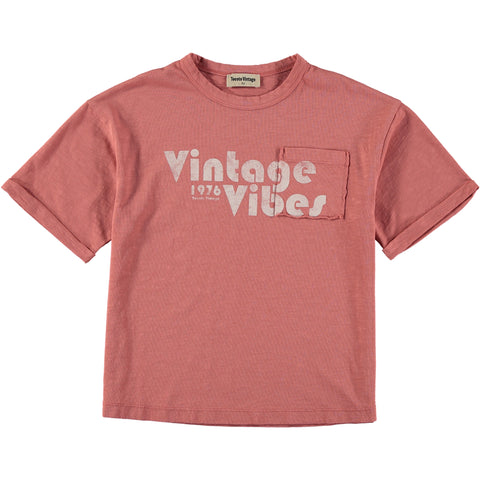 Tocoto Vintage Oversized Vintage Vibes T-Shirt Dark Pink