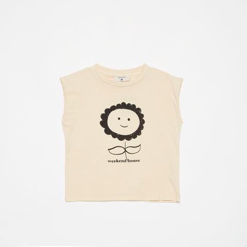 Weekend House Kids Flower T-Shirt With No Sleeve Sand