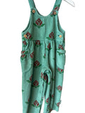 Piupiuchick Green Big Flowers Dungarees