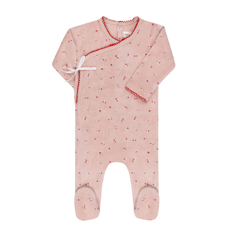 Ely’s & Co Velour Cluster flower Collection - Pink - Footie