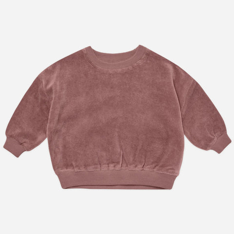 Quincy Mae Velour Relaxed Sweatshirt || Fig