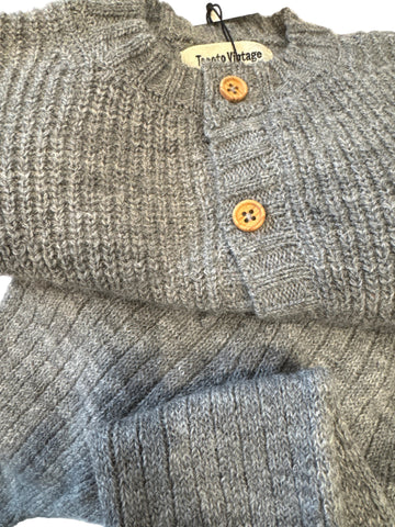 Tocoto Vintage Baby Knitted Cardigan Grey + Pant Set