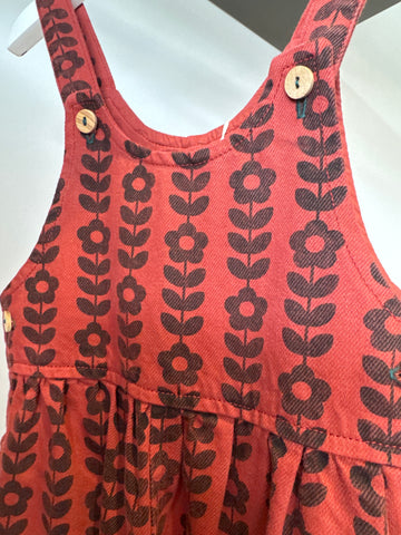 Piupiuchick Bordeaux & Black Flowers Dungarees