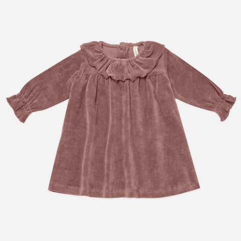 Quincy Mae Velour Baby Dress || Fig