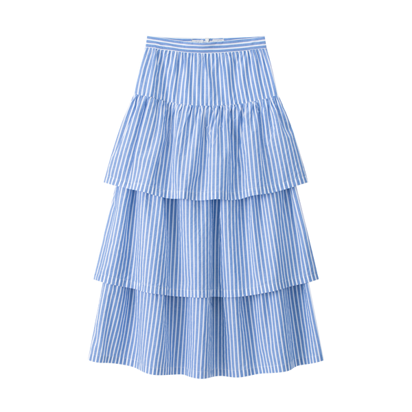 Coco Blanc Striped Cotton Layered Skirt