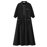 Coco Blanc Black Silk Shirt Dress Maxi