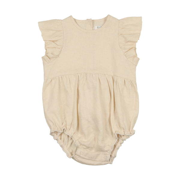 Coco Blanc Linen Romper Will Be A Flutter Sleeve Cream