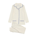 Coco Blanc Grandpa Pjs Long Sleeved Ivory With Cobalt