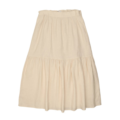Coco Blanc Linen Maxi Front Pleat Skirt Cream