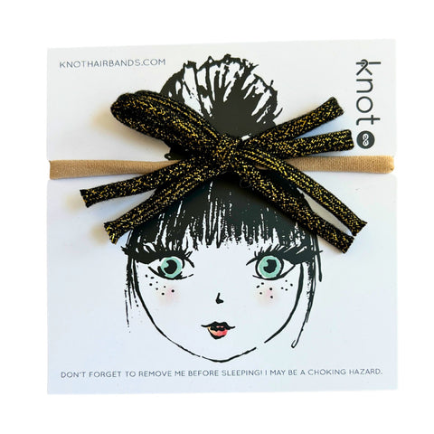 Knot Hairbands Corded Mini Bow Band // Gold