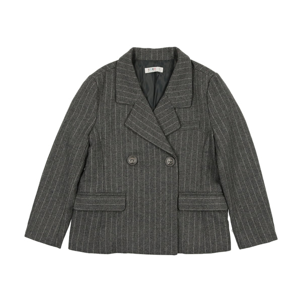 Coco Blanc Boys Blazer Grey Pinstripe