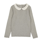 Coco Blanc Peter Pan Knit Ribbed Sweater Light Grey