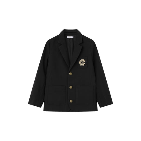 Coco Blanc Woven Blazer Black