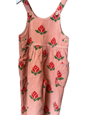 Piupiuchick Pink Big Flowers Dungarees