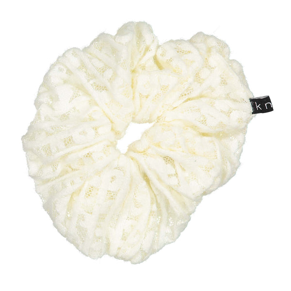 Knot Hairbands Floral Knit Scrunchie // Cream