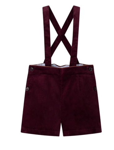 Coco Blanc Suspender Shorts Burgundy