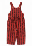 Piupiuchick Bordeaux & Black Flowers Dungarees