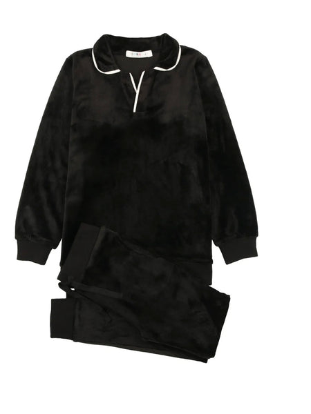 Coco Blanc Velour Pajama Black