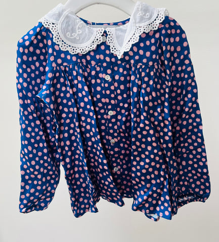 Atelier Parsmei Teacosy Shirt Blue Pink Dots