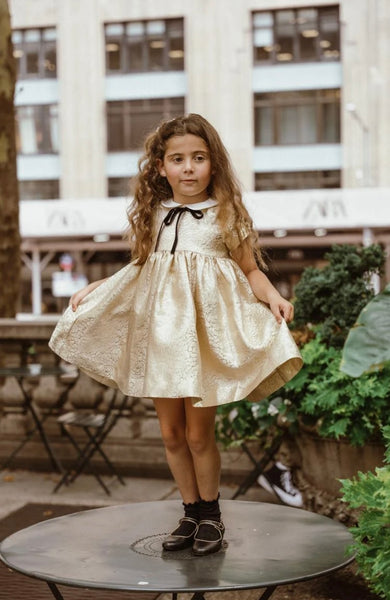 Coco Blanc Jaquard Dress Gold