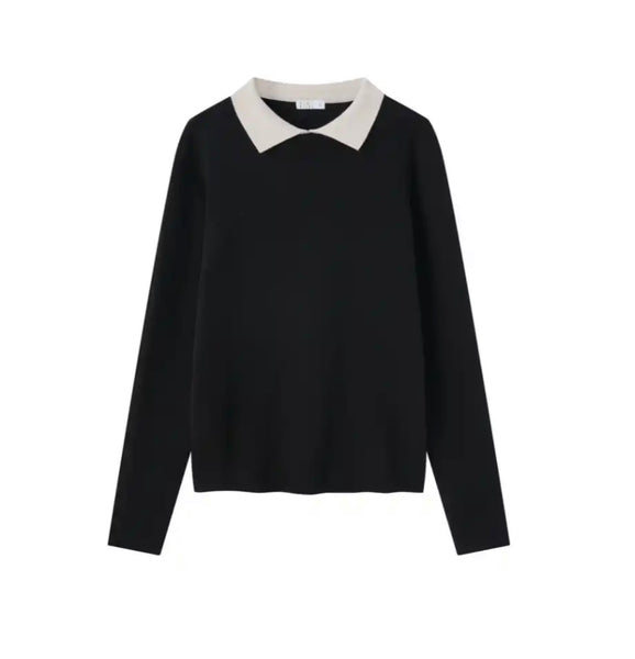 Coco Blanc Black w/ Cream Sweater With Collar