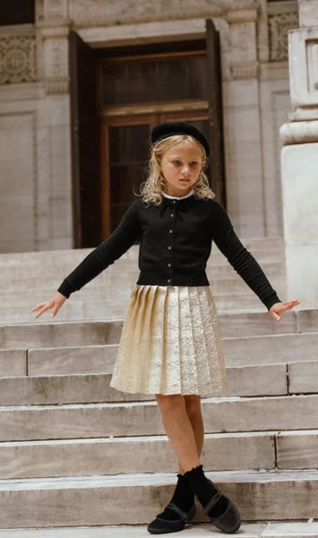 Coco Blanc Pleated Skirt Gold Pleated