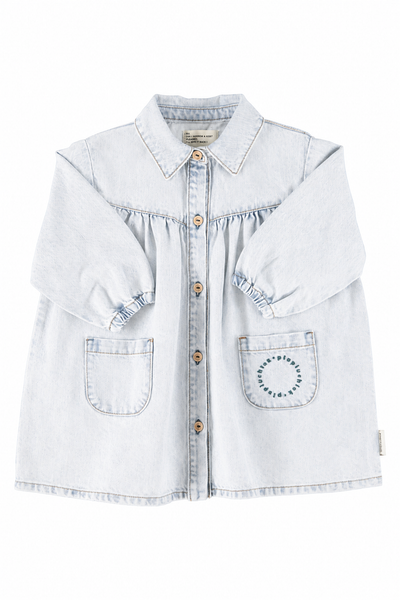 Piupiuchick Knee-Lenght Dress | Fadded Light Blue Denim
