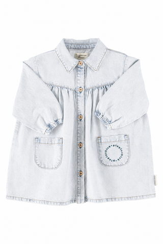 Piupiuchick Knee-Lenght Dress | Fadded Light Blue Denim