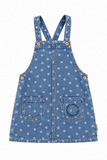 Piupiuchick Short Dress W/ Straps | Washed Navy Denim W/ Stars