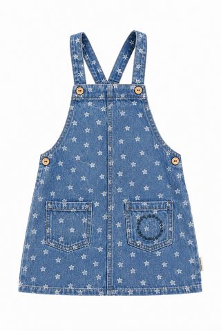 Piupiuchick Short Dress W/ Straps | Washed Navy Denim W/ Stars