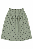 Piupiuchick Kneee-Lenght Skirt | Green W/ Black Hearts