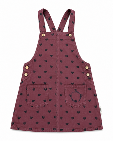 Piupiuchick Short Dress W/ Straps | Pink W/ Black Hearts