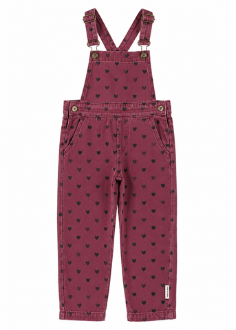 Piupiuchick Dungarees | Pink W/ Black Hearts