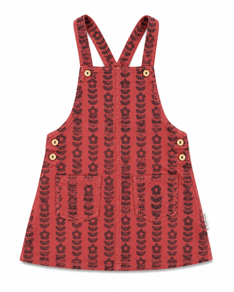 Piupiuchick Short Dress W/ Straps | Bordeaux W/ Black Flowers