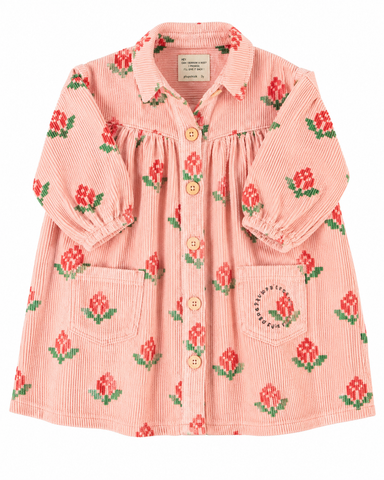 Piupiuchick Short Dress | Pink W/ Big Flowers