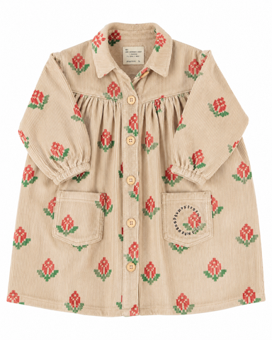 Piupiuchick Short Dress | Camel W/ Big Flowers