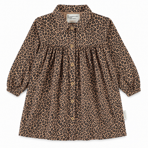 Piupiuchick Short Dress | Brown W/ Animal Print