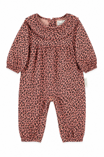 Piupiuchick Baby Jumpsuit W/ Collar | Pink W/ Animal Print