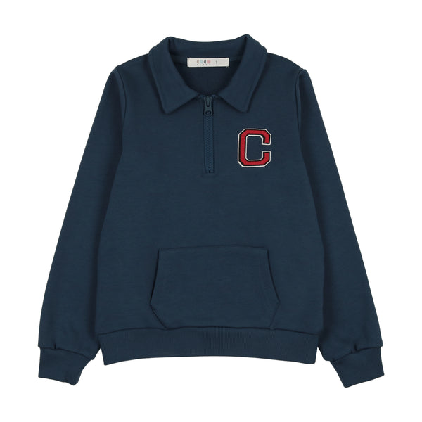 Coco Blanc Zipper Sweatshirt Blue