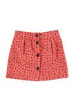 Piupiuchick Knee-Lengh Skirt Elastic Waist Raspberry Black Flowers